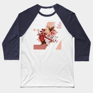 Queer Vintage Floral Glitch Design Baseball T-Shirt